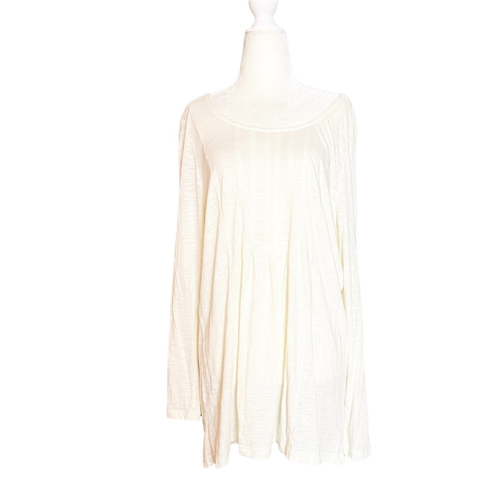 J. Jill Woman’s Long Sleeve Slub Knit Top Cotton Modal Cream Sz Lg Cotton Blend